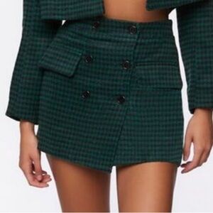 TWEED Forever 21 Dark Green Checkered Mini Skirt